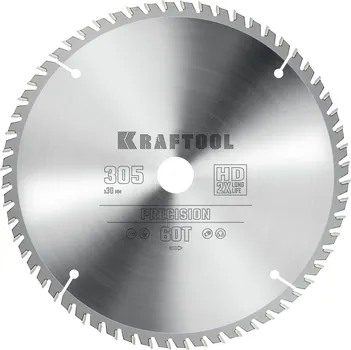 Пильный диск Kraftool Precission, 305 мм x 30 мм по дереву, чистый и точный рез, 60T, 1 шт. (36952-305-30)