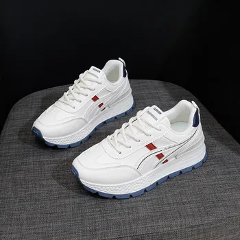 Женские кроссовки Dad Shoes на толстой платформе со шнуровкой, удобные нескользящие кроссовки из искусственной кожи для ходьбы и тенниса, легкие спортивные кроссовки для женщин 35