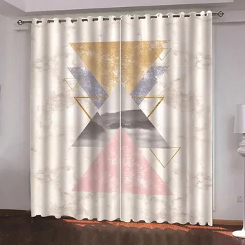 Абстрактная геометрия Art Line Cube Тонкие затемняющие жалюзи на окна для детей, спальни, гостиной, кухни, двери, домашний декор2Pieces W50 X H130(CM)X2&Hook