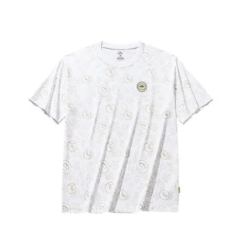 Anta X Seal Look Collaboration Life Series All Over Print Letter Round Neck Breathable Versatile Casual Loose Short Sleeve T-Shirt 172528132-4 M