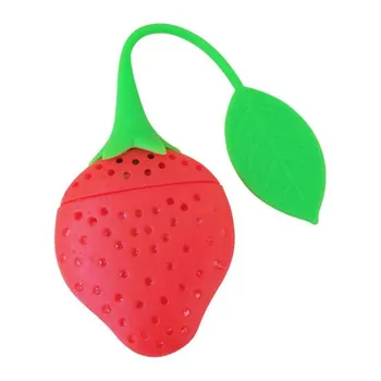 Термостойкое силиконовое ситечко для чая в форме клубники/лимона Strawberry жёлтый