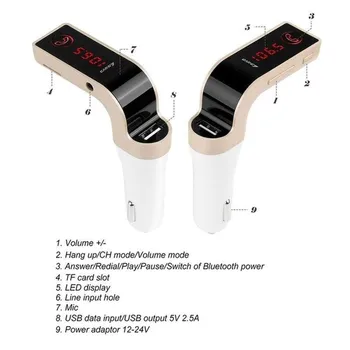 Автомобильный комплект G7 с громкой связью Bluetooth FM-передатчик USB-адаптер для зарядного устройства MP3-плеер с микрофоном