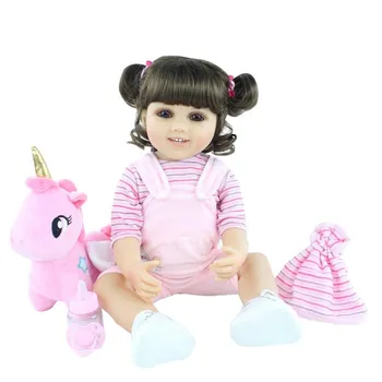 BZDOLL 55 см силиконовая кукла реборн всего тела для девочки подарок 22 дюйма реалистичная новорожденная Bebe Alive новое лицо детские игрушки перед сном Girl-1