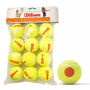 Мяч теннисный Wilson Starter Orange WRT137200, 12 мячей, желто-оранжевый