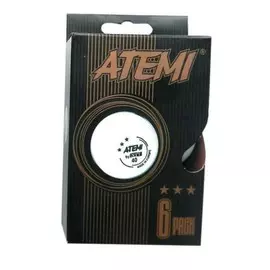 Мячи для настольного тенниса Atemi 3* белый, 6 шт