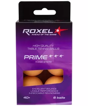 Мячи для настольного тенниса Roxel 3* Prime, 6 шт, оранжевый