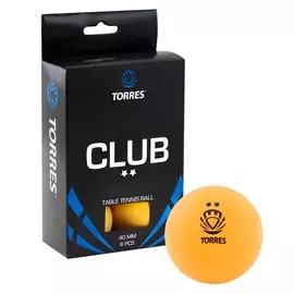 Мячи для настольного тенниса Torres Club 2* 6 шт TT0013 оранжевый
