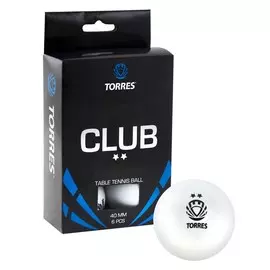 Мячи для настольного тенниса Torres Club 2* 6 шт TT0014 белый