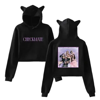 ITZY новый альбом Merch толстовка с кошачьими ушками новый дизайн крутой принт Wonder укороченные топы короткий пуловер для женщин унисекс 2XL