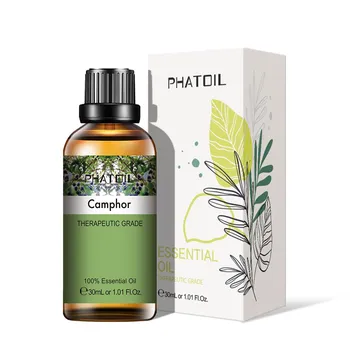 PHATOIL 5 мл/10 мл/15 мл/30 мл/100 мл Эфирные масла камфоры для диффузоров ароматерапии, массажа, ухода за кожей, релаксации, изготовления свечей и мыла своими руками Camphor-5ml+Dropper
