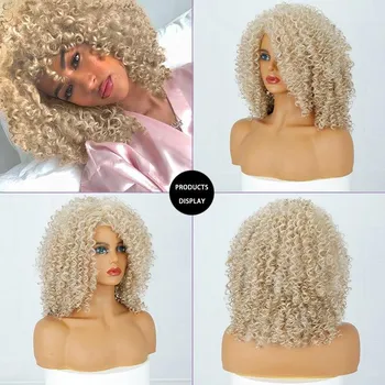 MERISIHAIR Короткие синтетические парики Афро-кудрявый вьющийся парик для женщин Черный Натуральный афро-высокотемпературный парик Смешанные коричневые, черные, белые
