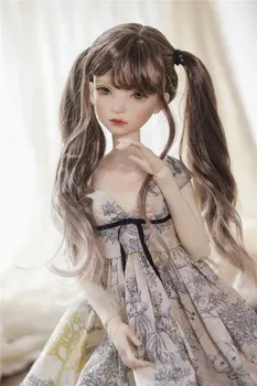 BJD кукла парик подходят для 1/3 1/4 размер супер мягкие шелковые/мягкий шелк вьющиеся бахрома двойная кукла с хвостиком аксессуары