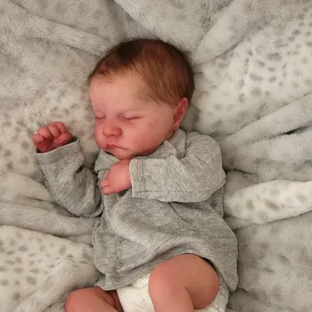 Реалистичная кукла Levi Reborn 49 см, 3D окрашенная кожа, кукла для новорожденных, 19 дюймов, реалистичная кукла с имплантатами для волос, игрушка для детей, девочек и мальчиков, подарок на день рождения, Рождество 19 Inch cloth body серый