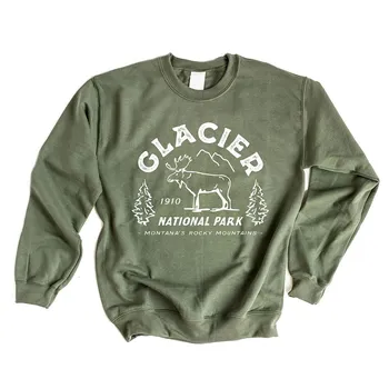 Толстовка Vintage Glacier National Park Simply Sage Market, цвет Military