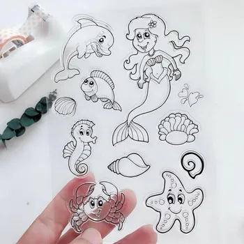 Летние пляжные прозрачные силиконовые штампы для печати DIY Скрапбукинг Фотоальбом Декор Искусство Животное Русалка Коралловая морская рыба No.1-Lighthouse