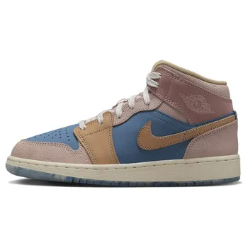 Детские кроссовки Air Jordan 1 Mid SS GS Zen Синие Aegean-Storm Hemp FN7452-400 39