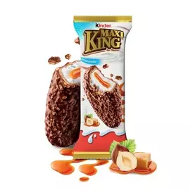 Вафли Ferrero Макси Кинг покрытые молочным шоколадом и дробленными лесными орехами с молочно карамельной начинкой 35г Германия, БЗМЖ