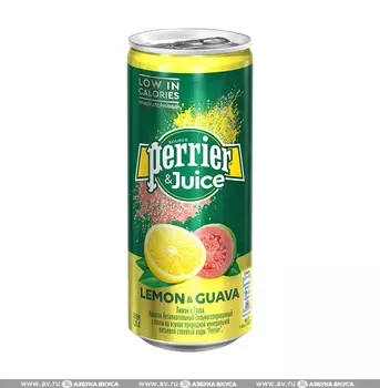 Вода минеральная газированная «Гуава-лимон», Perrier, 0.25 л, ж/б, Франция