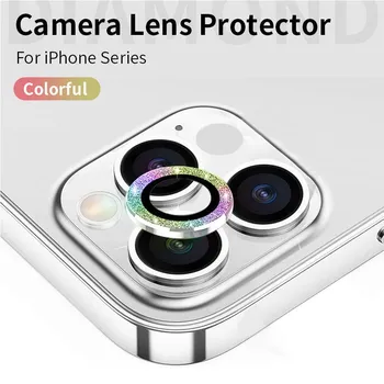 1 шт. защитная пленка для объектива камеры Bling Diamond для iPhone 11 12 13 14 15 16 Pro Max Diamonds Metal Ring защитная пленка для объектива камеры из закаленного стекла 11/11 Pro/11 Pro Max/12/12 Pro