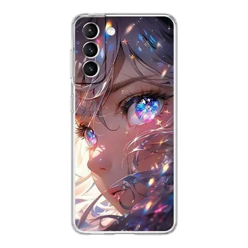 Phone Case For Samsung Galaxy S24 Plus S23 S22 S21 S20 FE Ultra 5G S10 S10E S9 Soft Clear Silicone Cover Cartoon Cute eyes art Samsung S23 FE