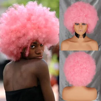 MISS WIG Короткий курчавый вьющийся парик Афро-парик с пышными волосами Черный Коричневый Розовый Блондин Натуральный Ombre Синтетические волосы Парик для косплея 613