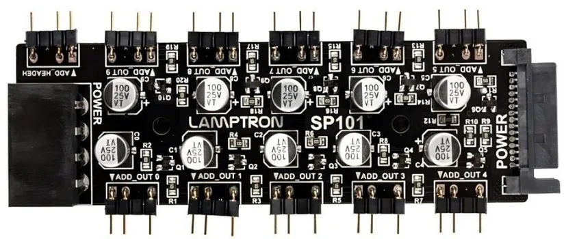 Панель управления вентиляторами Lamptron LAMP-SP101 и подсветкой SP101 Motherboard RGB Lights Syn Amplification for 3PIN-5VDC(10-ways out)