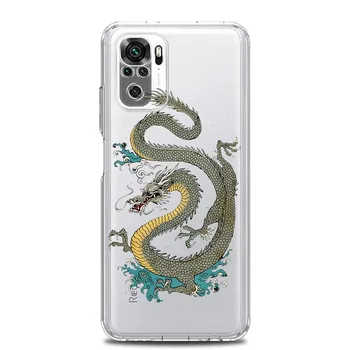 Модный новый квадратный прозрачный чехол для телефона с драконом для Xiaomi Redmi Note 12 11 9S 9 8 10 Pro + 7 8T 9C 9A 8A K40 игровой силиконовый чехол Redmi K40
