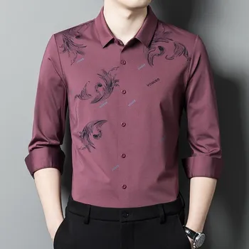 Autumn New Middle-aged Men s Long-sleeved Shirts, Casual Dad Shirts, Seamless Middle-aged Bottoming Shirts M
