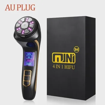 Мини-машина HIFU 3-го поколения EMS RF Pulse Warm Up Массажер для лица для лица и тела Ультразвуковое косметическое устройство US Plug чёрный