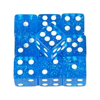 16mm Dice Set Translucent with Glitter 10pcs Game Dice Entertainment Acrylic Gambling Tool Dice белый