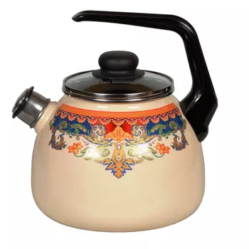 Чайник со свистком эмалированный Vitross Ornamento 3 л слоновая кость