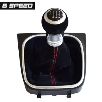 Для Volkswagen VW Golf 5 Golf 6 MK5 MK6 R32 GTI 2004-2009 Руководство 5 6 скоростей замшевая кожаная ручка переключения передач в сборе с гетрами 5 Speed-Red