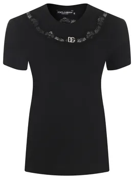 Футболка хлопковая с кружевом DOLCE & GABBANA
