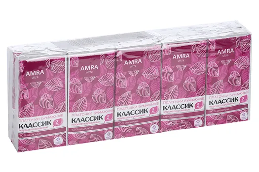Платки Амра классик бумажные 2х слойные, 10 шт