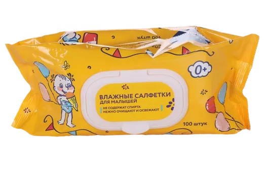 Салфетки Курносики влажн д/малышей с доп пласт клапаном, 100 шт
