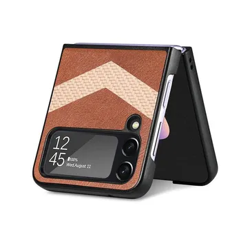 Гибридный цветной кожаный защитный складной чехол для Samsung Galaxy Z Flip 4 5g Flip4 матовый с защитой от падения Zflip4 Funda for Samsung Z Flip 4 чёрный