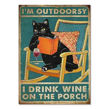 Ментальный черный кот плакат Your Butt Салфетки My Lord Art Print Vintage Hello Sweet Cheeks Забавная картина на холсте для ванной комнаты Домашний декор без рамки 21*30cm
