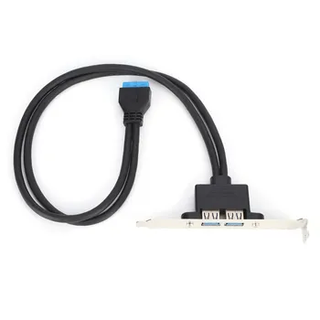 Двойной USB-кабель с перегородкой, материнская плата, 19-контактный порт, гнездовой удлинитель, кронштейн задней панели Black