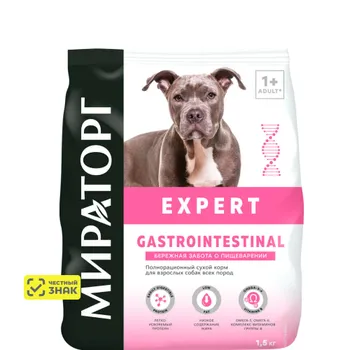 Мираторг Expert Gastrointestinal Сухой корм полнорационный для взрослых собак всех пород Бережная забота о пищеварении, с ягненком, 1,5 кг