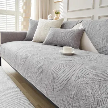 Nordic Simple Solid Color Диванная подушка Four Seasons Чистая хлопковая ткань Противоскользящая подушка для сидения из цельного хлопка Современный чехол для дивана Home 70x70cm 1pc A