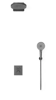 Душевой комплект Vincea Inspire VSFW-3I21T1GM встраиваемый, термостатический, двухрежимный, вороненая сталь