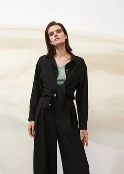 Рубашка свободного силуэта NICEONE [Черный, One size]