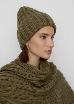 Шапка из шерсти объемная NICEONE [Хаки, One size]