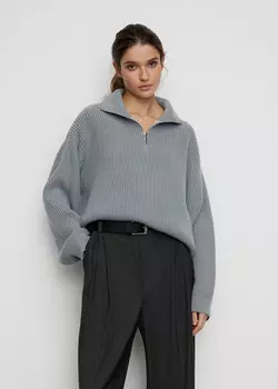 Свитер объемный на молнии NICEONE [Серо-голубой, One size]