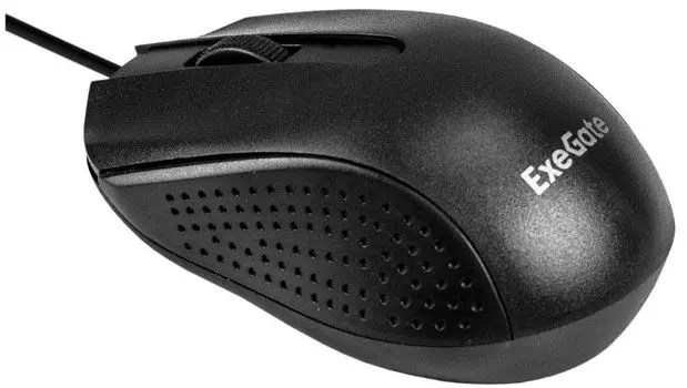 Мышь Exegate SH-8012L-OEM EX298193RUS (USB, оптическая, 1000dpi, 3D, 3 кнопки и колесо прокрутки, длина кабеля 2м, черная, brown box)