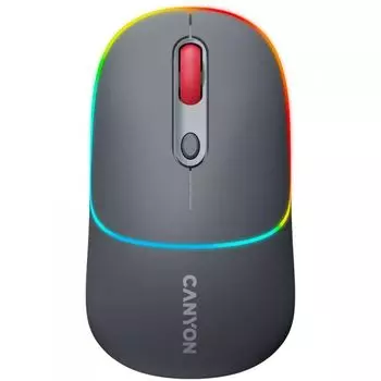 Мышь Wireless Canyon MW-21 CNS-CMSW22DG двухрежимная, перезаряжаемая, 2.4 ГГц /BT, оптическая, 6 кнопок, DPI 800/1200/1600, 650 мАч, RGB-подсветка, 15