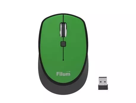 Мышь Wireless Filum FL-MW10-DGN оптическая 2.4 ГГц USB 4 кл., DPI: 800/1200/1600, питание АА 1 шт., черная, Windows XP/Vista/7/8/10, MacOS