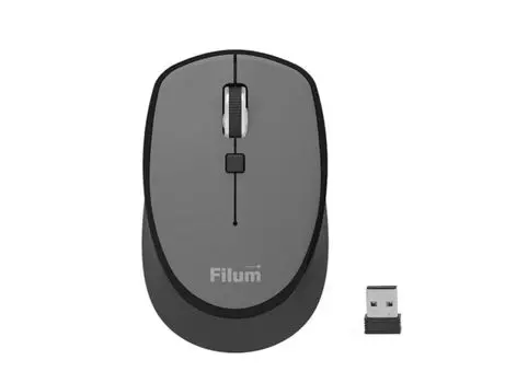 Мышь Wireless Filum FL-MW10-GY оптическая 2.4 ГГц USB 4 кл., DPI: 800/1200/1600, питание АА 1 шт., черная, Windows XP/Vista/7/8/10, MacOS