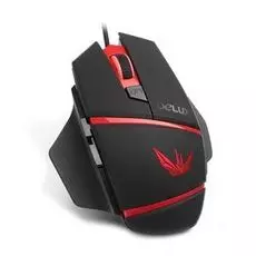 Мышь Delux M611 черно-красная, 1000/1500/2000/3000/4000dpi, USB, 5кн+скролл, с подсветкой