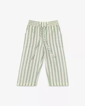 Детские брюки в полоску Unisex из муслина, зеленый